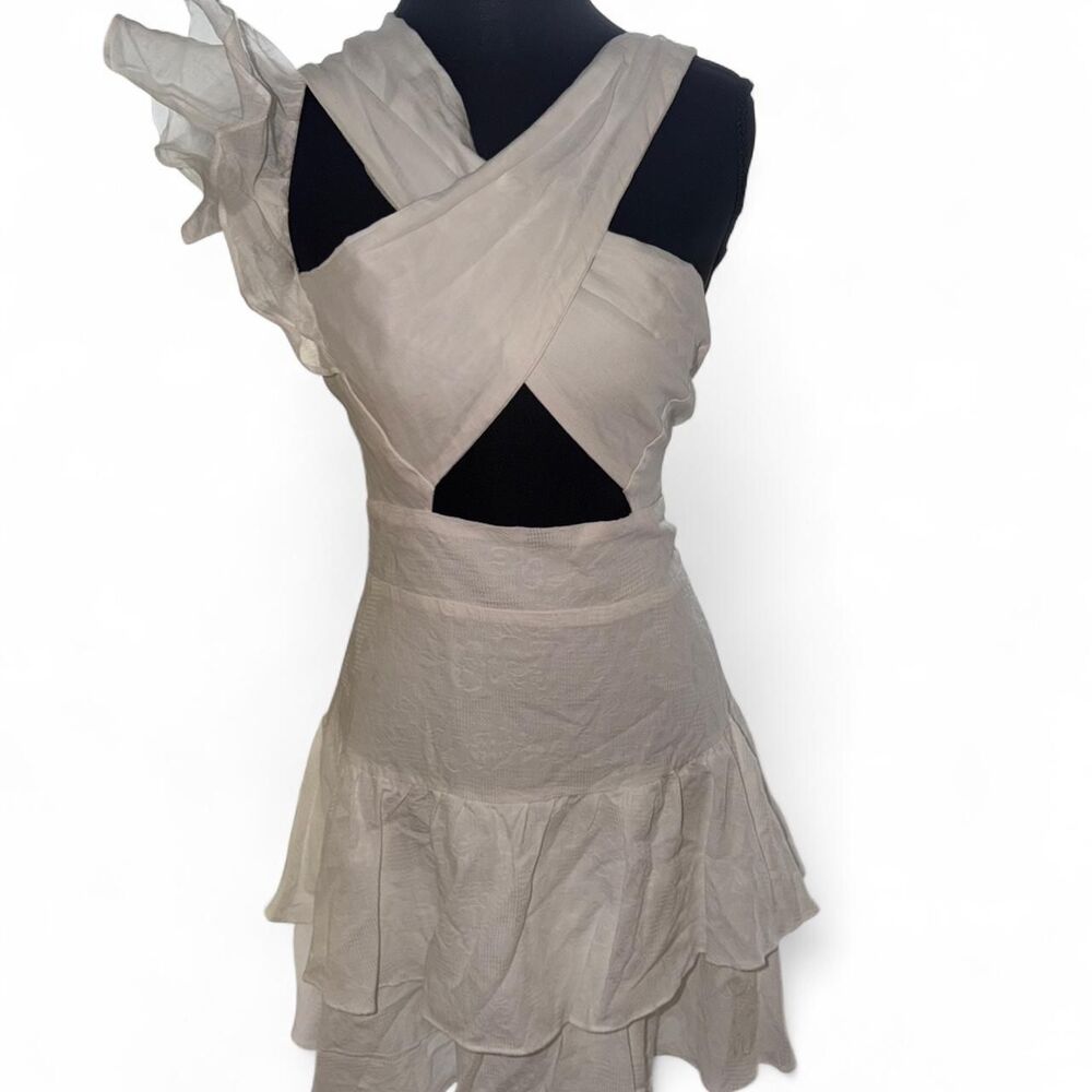 Hello-molly Women's Cream and Tan Dress